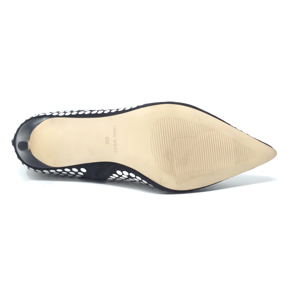 Nine West Mitten Black Studded Pointed Toe Ankle Booties 6M - Picture 8 of 12